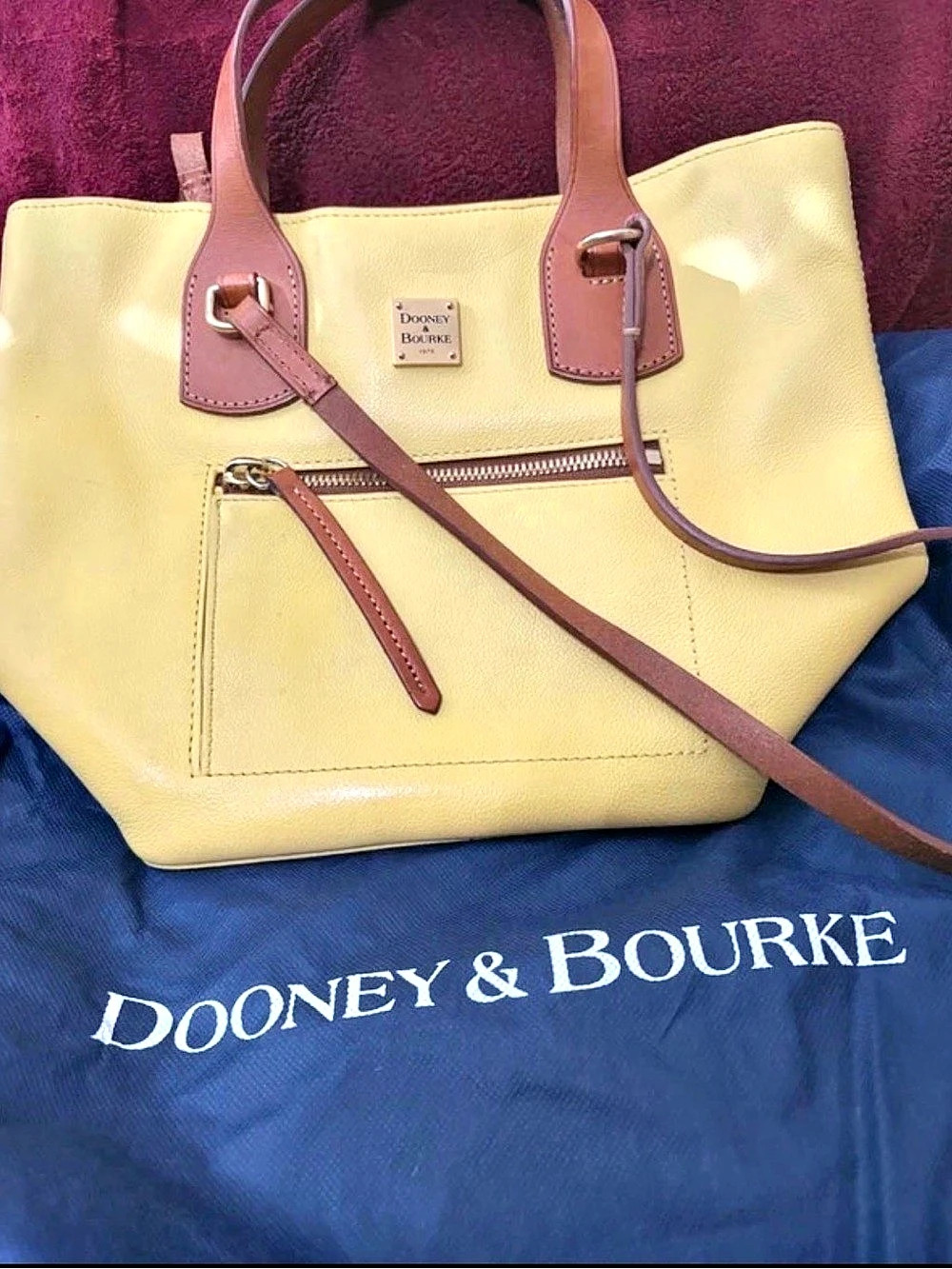 Dooney & Bourke Yellow & Brown Leather-Trim Tote